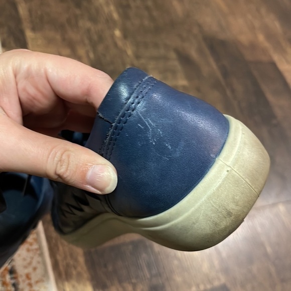 ECCO Soft 7 Woven Navy Blue Leather Sneakers Extra Width Size 9 - Picture 13 of 13